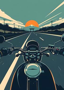 Motorcycle ride towards Mount Fuji