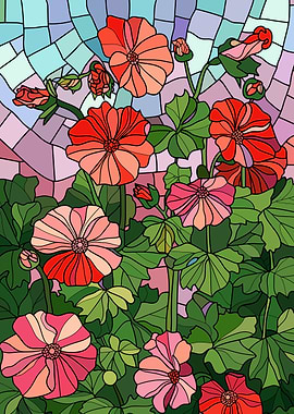 Stained Glass Floral Art