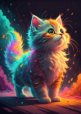 Vibrant Rainbow Kitten