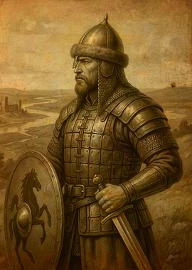 Medieval Warrior with Shield and Sword