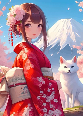 Misty Mount Fuji Landscape Kimono