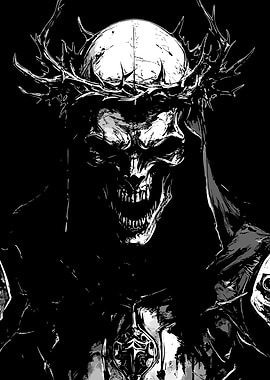 Dark Skull with Crown of Thorns
