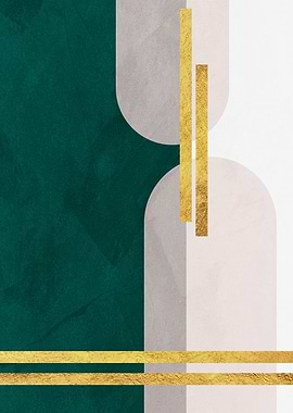 Abstract Geometric Art with Gold Accents