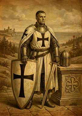 Knight Templar with Shield and Sword