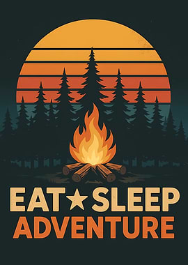 Eat Sleep Adventure Campfire Sunset