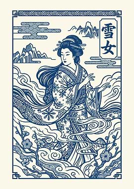 Japanese Snow Woman Illustration