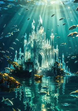 Underwater Crystal Castle with Fish