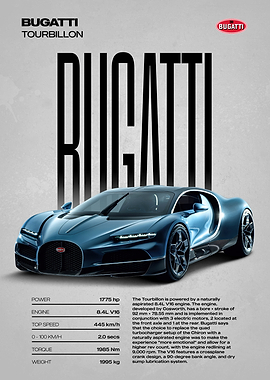 Bugatti Tourbillon Car Poster