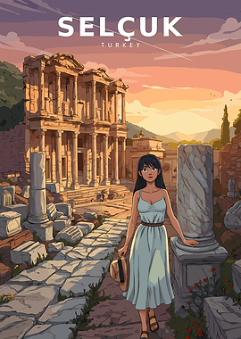 Anime Girl at Ancient Ruins in Turkey
