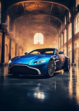 Blue Aston Martin Vantage