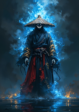 Ghostly Samurai with Blue Aura