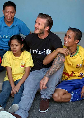 David Beckham with UNICEF children