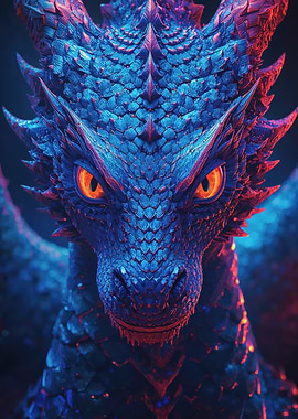 Close-up of a Blue Dragon's Face