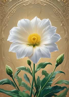 Elegant White Flower with Golden Accents