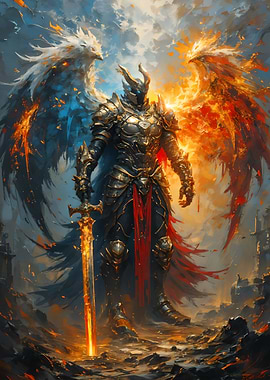 Warrior with Fiery Wings