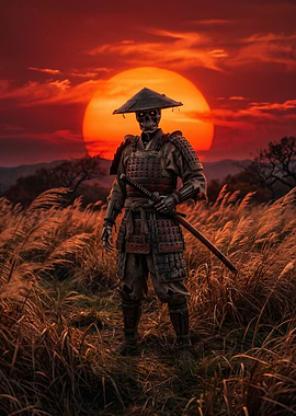 Skeleton Samurai at Sunset