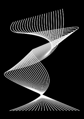 Abstract White Swirl on Black Background