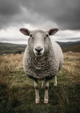 Close-up of a sheep in a field