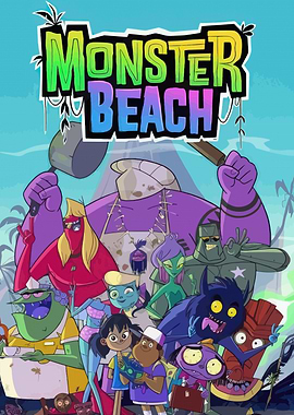 Monster Beach Cartoon Poster