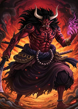 Demon Warrior with Swords and Magic