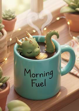 Cute Dragon in Coffee Mug
