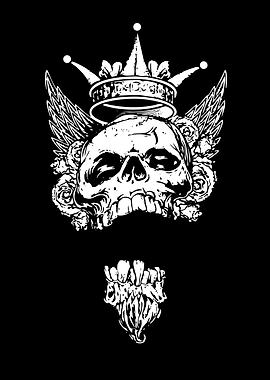 Skull with Crown and Wings