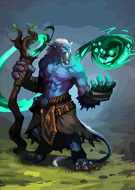 Blue Troll Shaman Casting Magic