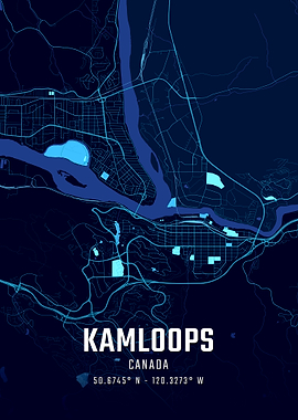 Kamloops Canada Midnight City Map