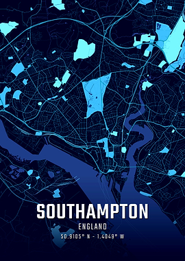 Southampton England Midnight City Map
