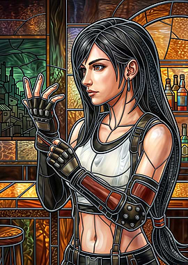 Tifa Lockhart Stained Glass Art