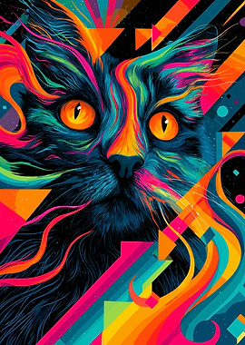 Psychedelic Cat Portrait