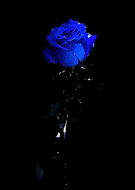Blue Rose with Falling Petals