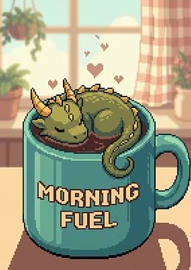 Cute Dragon Sleeping in Coffee Mug