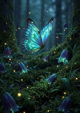 Magical Forest Butterfly and Flowers