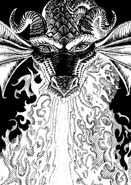 Dragon Head with Fiery Breath