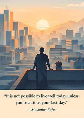 Man overlooking city at sunrise