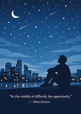 Man Gazing at City and Stars