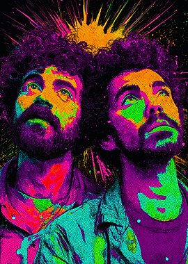 Neon Pop Art Men Couple Portrait
