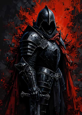 Dark Knight with Red Scarf