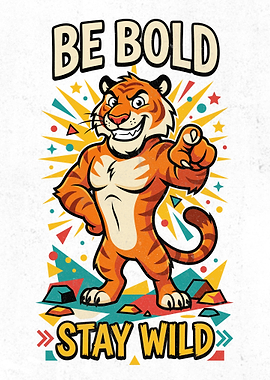 Bold Tiger 'Stay Wild' Motivational Poster