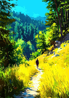 Person walking on a forest path