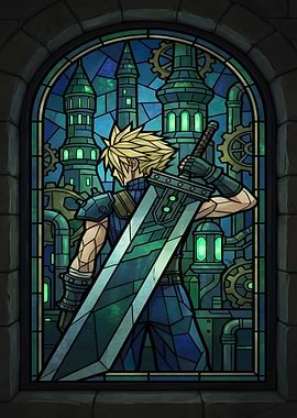 Cloud Strife Stained Glass Art