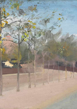 Impressionistic Park Scene with Trees