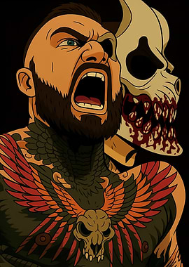 Man with Skull Tattoo and Mask