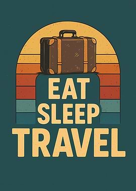 Eat Sleep Travel Vintage Suitcase