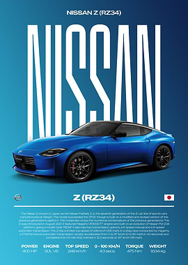 Nissan Z RZ34 Sports Car Poster
