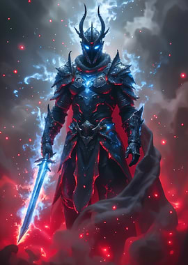 Dark Knight with Glowing Sword