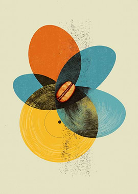 Coffee Bean and Vinyl Record Art