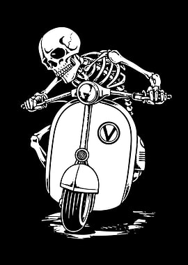 Skeleton Riding a Scooter