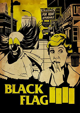 Black Flag Clown and Woman Poster